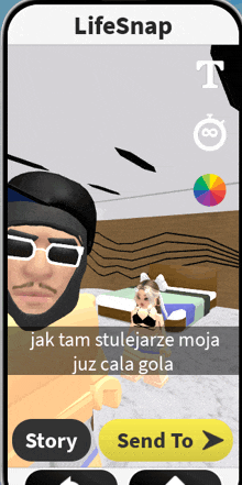 a screenshot of a lifesnap app shows a man and a girl in a bedroom