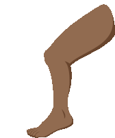 a cartoon drawing of a leg with a bare foot