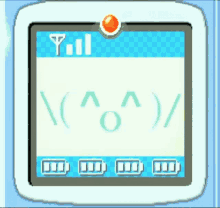 a cell phone with a smiley face on the screen and the word y.i.l.