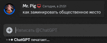 a screenshot of a chat with mr. pig written in russian