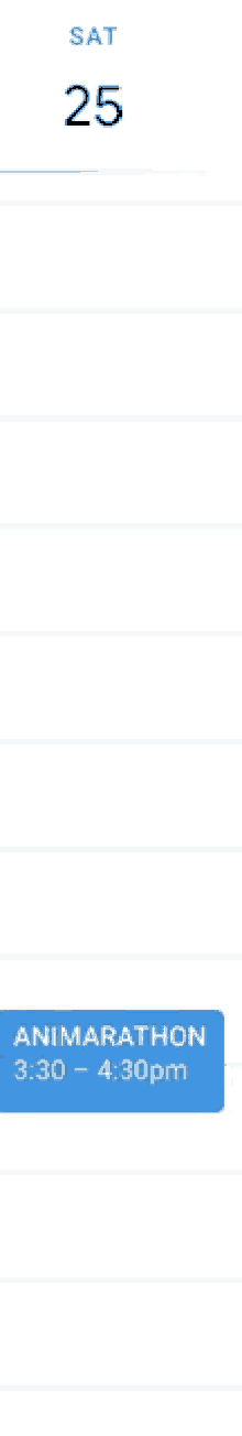 a calendar shows that saturday the 25th is the day of the anime marathon