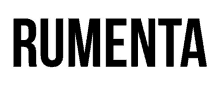 the word rumenta is written in black letters on a white background