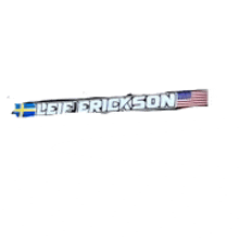 a sticker that says leif frickson with an american flag