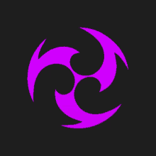 a purple symbol on a black background that looks like a spiral