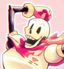 a drawing of papyrus from undertale with a pink scarf around his waist