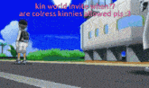 a pixelated image with the words kin world invite when are colress kinnies allowed pls 3 at the top