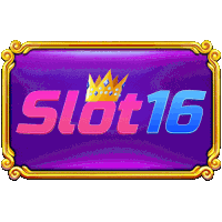 a slot 16 logo with a gold crown on a purple background