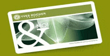 a yves rocher card with a green background