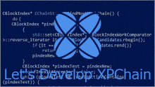 a blue screen with the words let 's develop xpchain on it