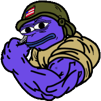 a cartoon of a blue frog wearing a helmet with an american flag