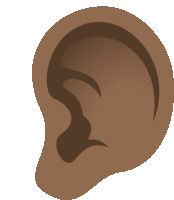 a brown ear on a white background with a curved ear