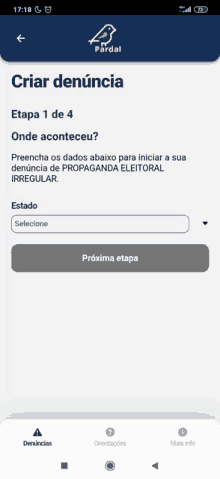 a screenshot of a app that says " criar denuncia "