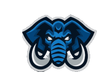 a blue elephant with large tusks is a mascot