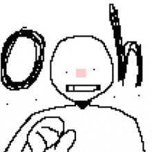 a pixel art drawing of a man with a ring around his neck and the word ooh .