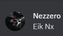 a picture of a skull with the words nezzero eik nx on the bottom