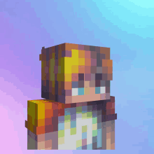 a pixel art of a person 's face with a blue background