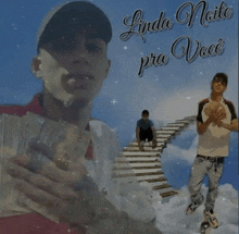 a man is holding a stack of money with the words linda noite pra voce written above him