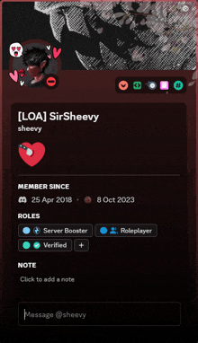 a screenshot of a person 's profile with the name sirsheevy on it