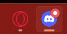 a red circle and a blue discord icon on a red background