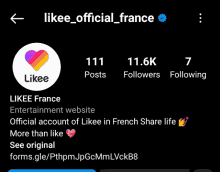 a screenshot of likee official france 's social media page