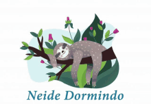 an illustration of a sloth sleeping on a tree branch with the name nadie dormindo below it