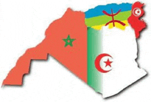 a map of algeria with flags on it