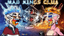 a poster for mad kings club shows a cartoon character wearing a crown