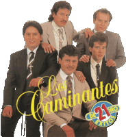 a group of men posing for a photo with the words los caminantes