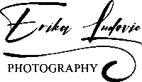 a logo for erika ludovic photography with a white background