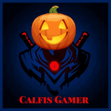 a calfis gamer logo with a pumpkin with a face carved into it