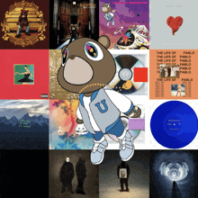 a collage of kanye west 's album covers