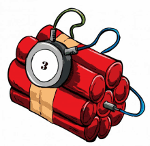 a cartoon drawing of a bomb with the number 3 on the top