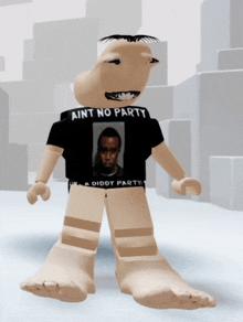 a cartoon character with a shirt that says aint no party