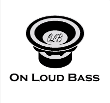 a logo for on loud bass with a speaker in the center