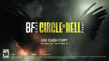 a poster for bf circle of hell shows an angel wings