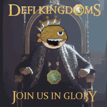 a poster that says " join us in glory " with a king on it