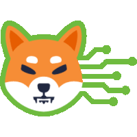 a shiba inu dog with a circuit board behind it 's head .