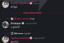 a screenshot of a conversation between haytsu mashinna and ezeque