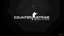 a logo for counter strike global offensive with a man holding a gun