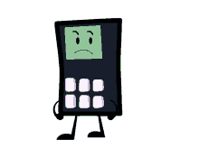 a cartoon character of a cell phone with a sad face on it 's face .