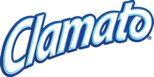 a blue and white logo for clamato toothpaste