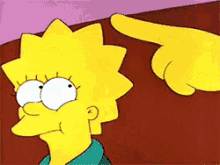 a cartoon character named  lisa simpson is pointing at something