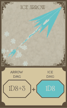 a card that says ice arrow and has a picture of an ice arrow