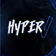 the word hyper that is on a blue background