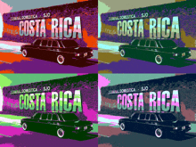 four images of a car with the word costa rica on them