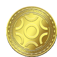 a gold coin with a circular design and a circle in the center