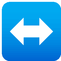 a blue square with two white arrows pointing to the left and right