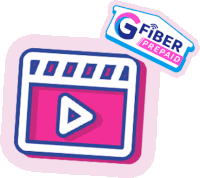 a g fiber prepaid sticker is next to a video icon