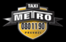 a taxi metro logo with a yellow shield