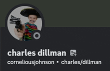 a picture of a man in a sombrero holding a gun with the name charles dillman on the bottom